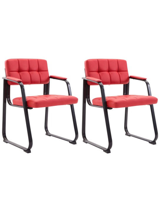 Lot de 2 chaises visiteurs Canada B simili cuir, rouge