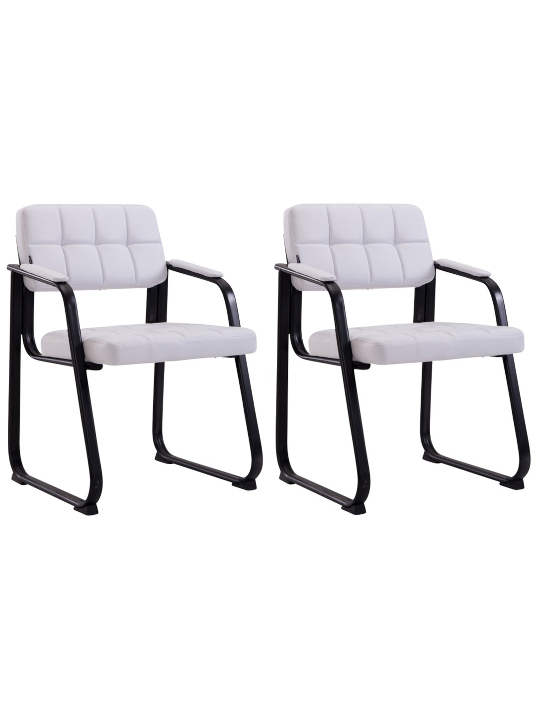 Lot de 2 chaises visiteurs Canada B simili cuir, blanc