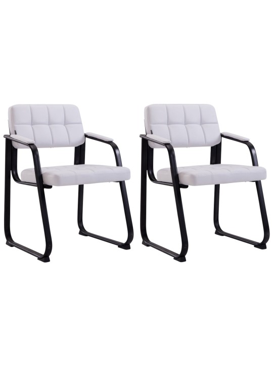 Lot de 2 chaises visiteurs Canada B simili cuir, blanc