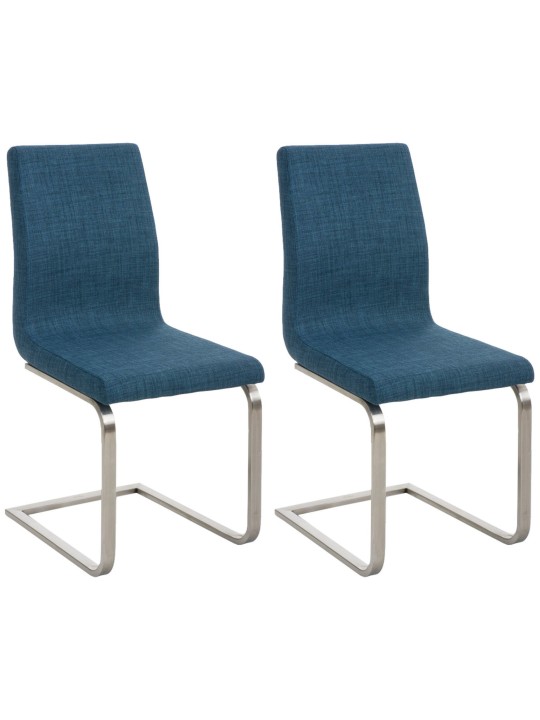 Lot de 2 chaises de salle à manger tissu Belfort, bleu