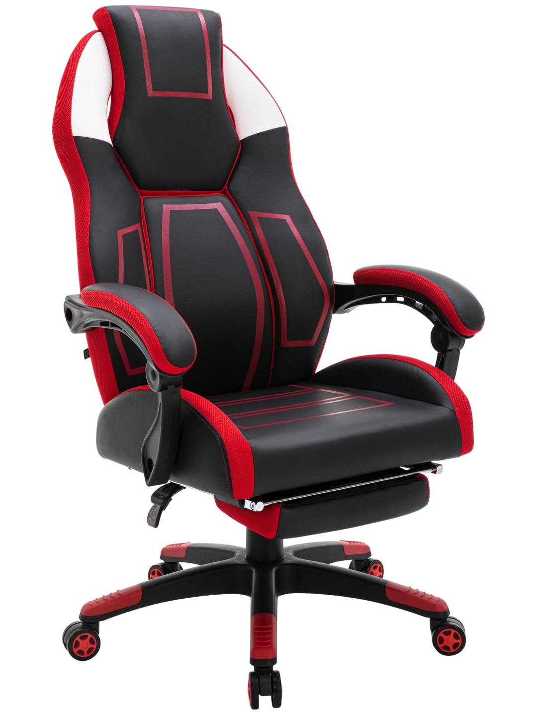 Chaise de bureau Clovis simili cuir, noir/rouge