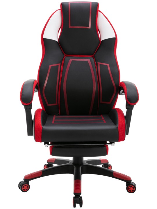 Chaise de bureau Clovis simili cuir, noir/rouge