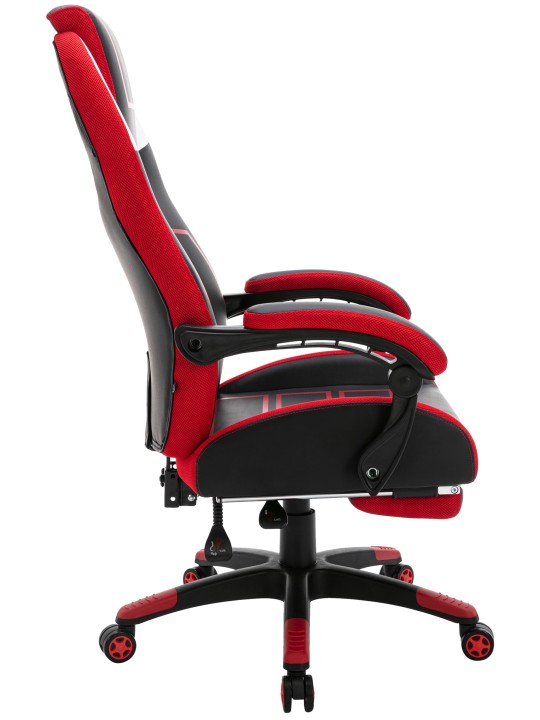 Chaise de bureau Clovis simili cuir, noir/rouge