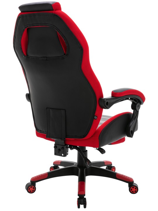 Chaise de bureau Clovis simili cuir, noir/rouge