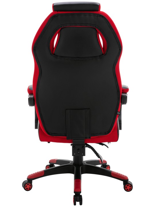 Chaise de bureau Clovis simili cuir, noir/rouge