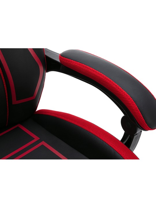 Chaise de bureau Clovis simili cuir, noir/rouge