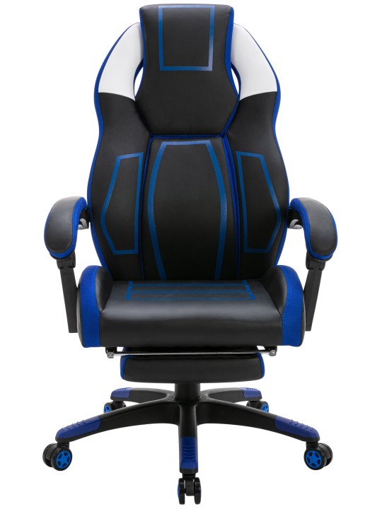 Chaise de bureau Clovis simili cuir, noir/bleu