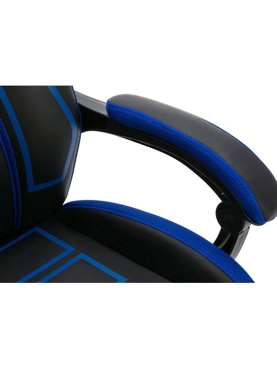 Chaise de bureau Clovis simili cuir, noir/bleu