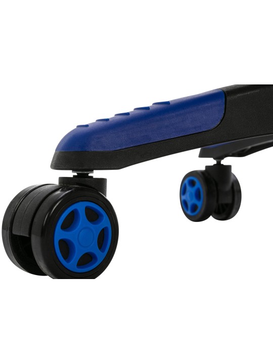 Chaise de bureau Clovis simili cuir, noir/bleu