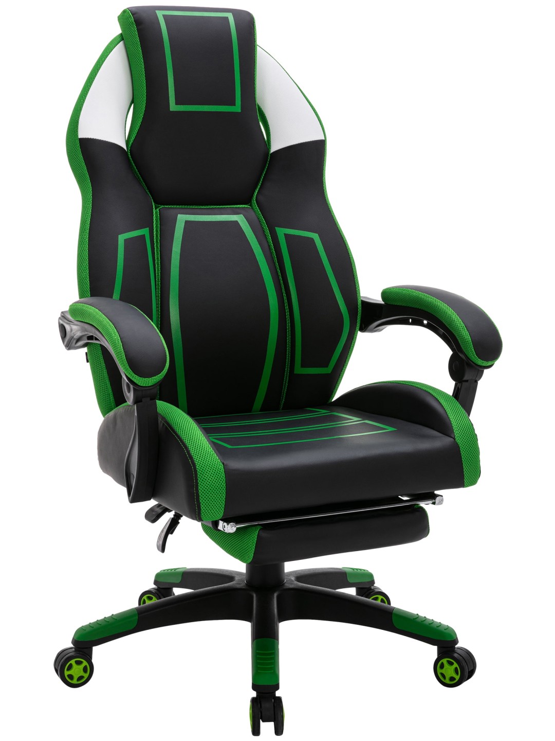 Chaise de bureau Clovis simili cuir, noir/vert