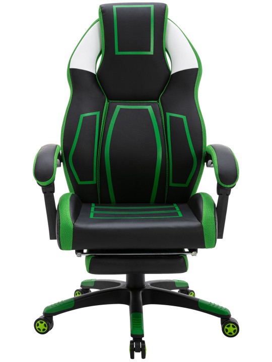 Chaise de bureau Clovis simili cuir, noir/vert