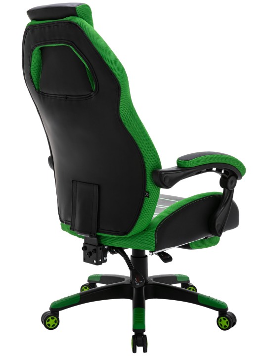 Chaise de bureau Clovis simili cuir, noir/vert