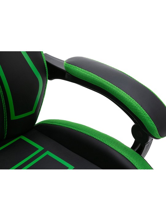 Chaise de bureau Clovis simili cuir, noir/vert