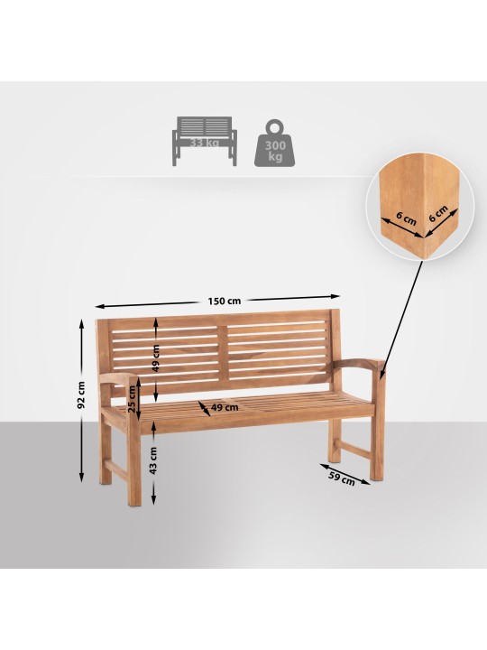 Banc en teck Halden 150 cm, teck