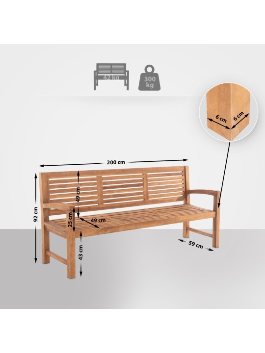 Banc en teck Halden 200 cm, teck
