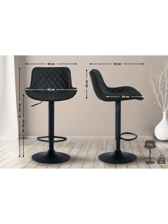 Tabouret de bar Minosa simili cuir, noir Tabouret de bar Minosa simili cuir, noir