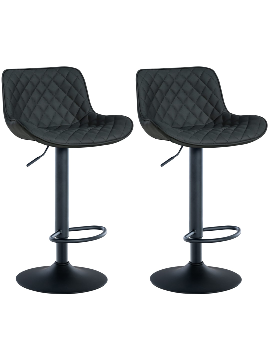 Lot de 2 tabourets de bar Minosa simili cuir, noir
