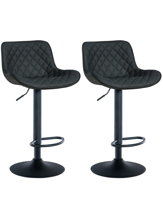 Lot de 2 tabourets de bar Minosa simili cuir, noir