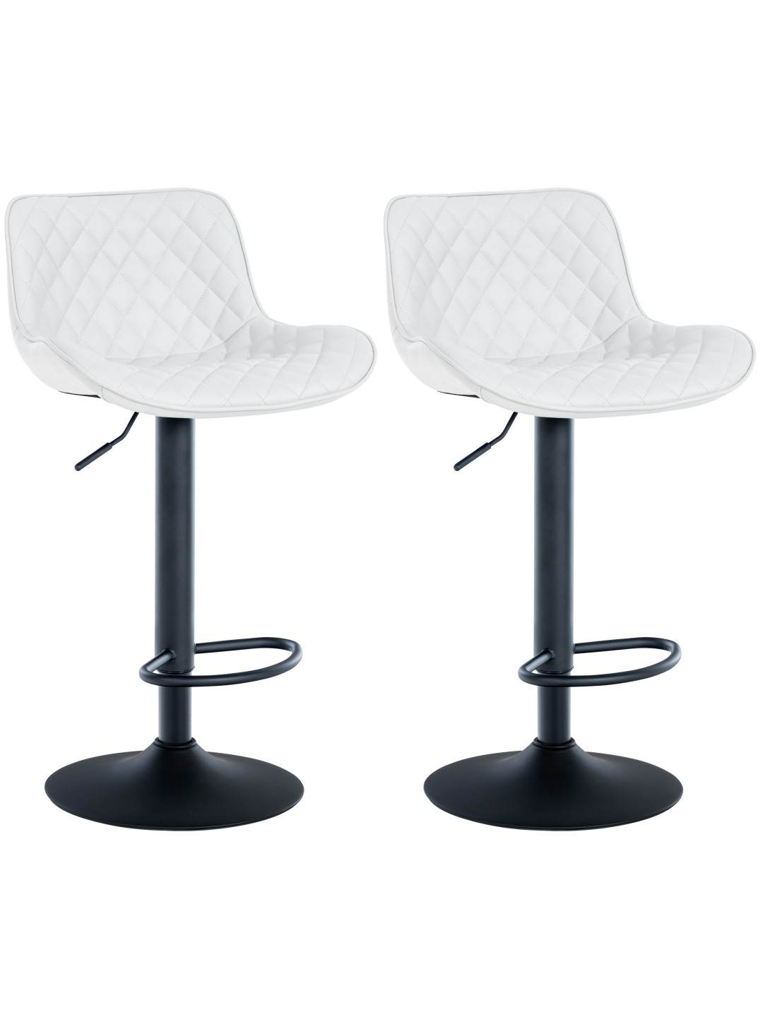 Lot de 2 tabourets de bar Minosa simili cuir, blanc