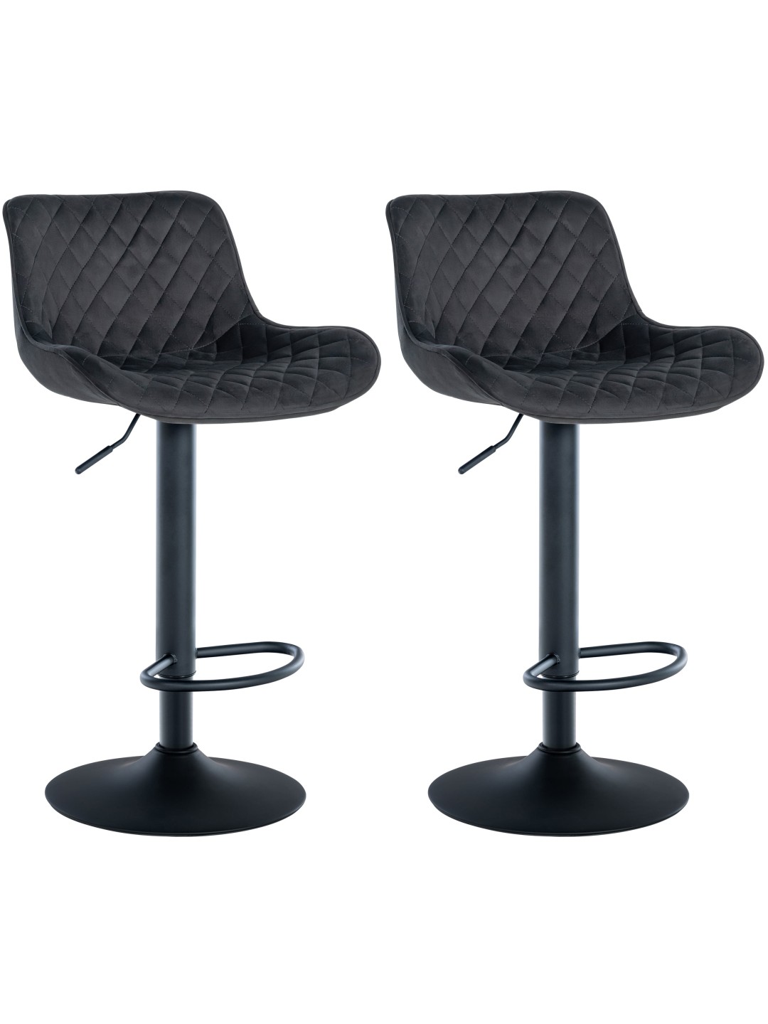 Lot de 2 tabourets de bar Minosa velours, noir