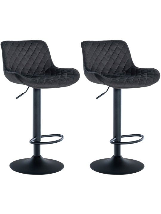 Lot de 2 tabourets de bar Minosa velours, noir