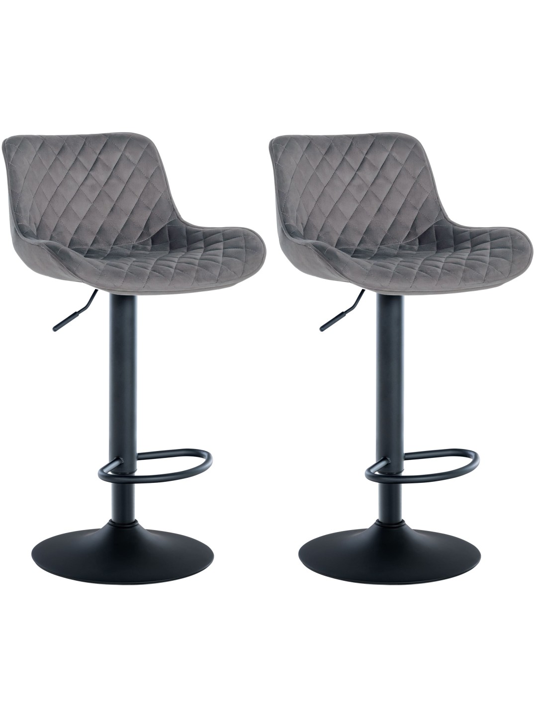 Lot de 2 tabourets de bar Minosa velours, gris foncé