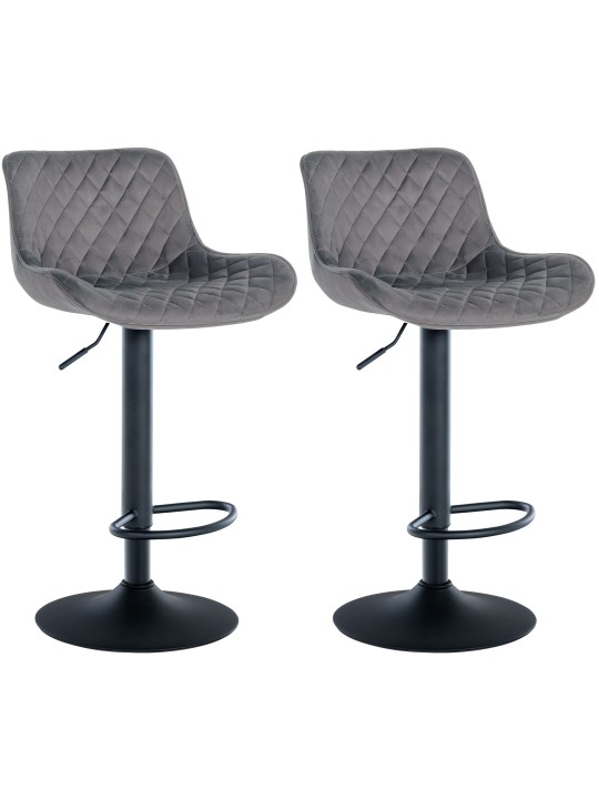 Lot de 2 tabourets de bar Minosa velours, gris foncé Lot de 2 tabourets de bar Minosa velours, gris foncé