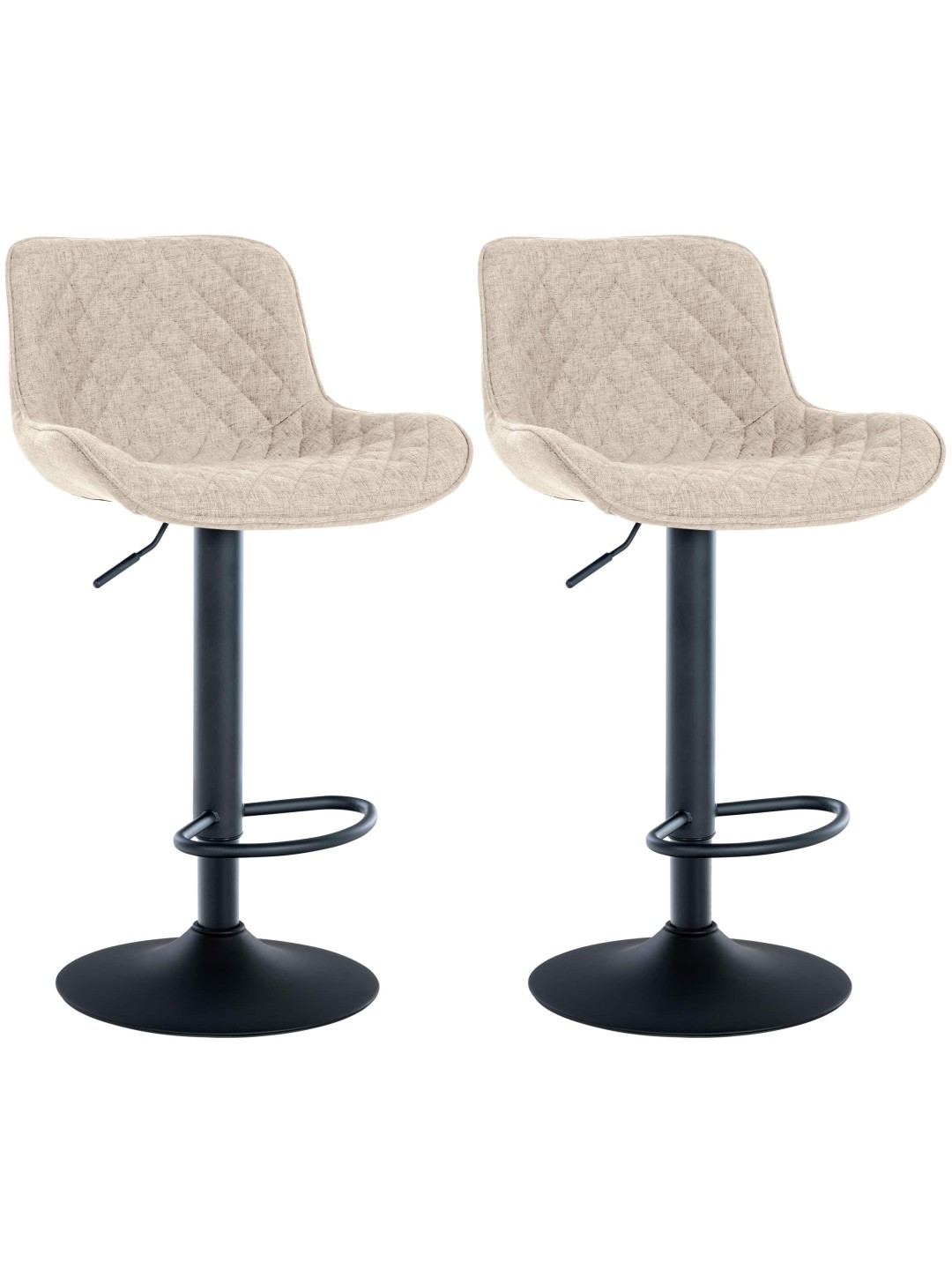 Lot de 2 tabourets de bar Minosa tissu, taupe