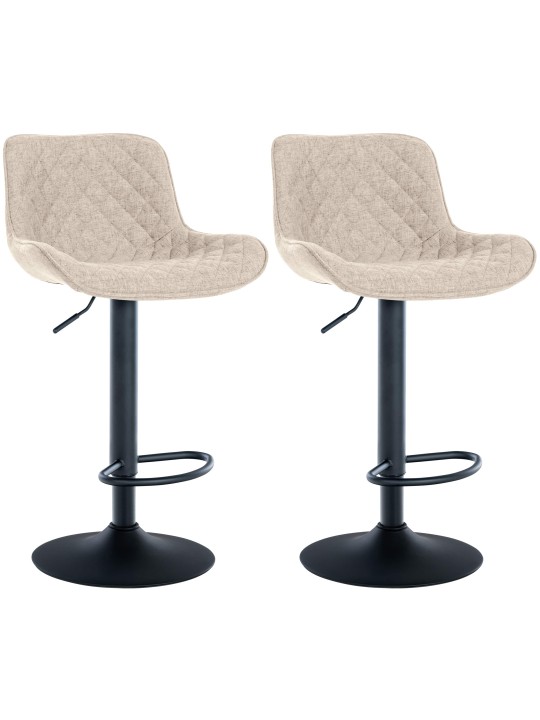 Lot de 2 tabourets de bar Minosa tissu, taupe Lot de 2 tabourets de bar Minosa tissu, taupe