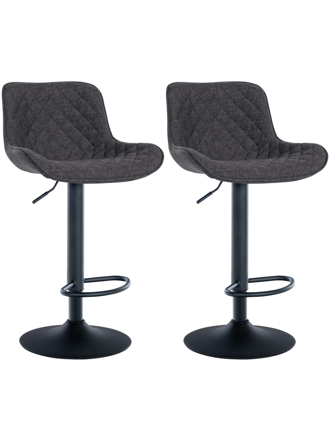 Lot de 2 tabourets de bar Minosa tissu, noir