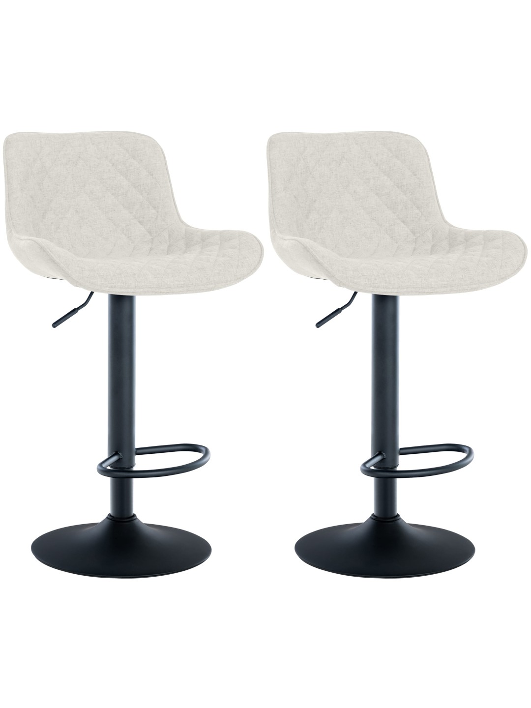 Lot de 2 tabourets de bar Minosa tissu, crème