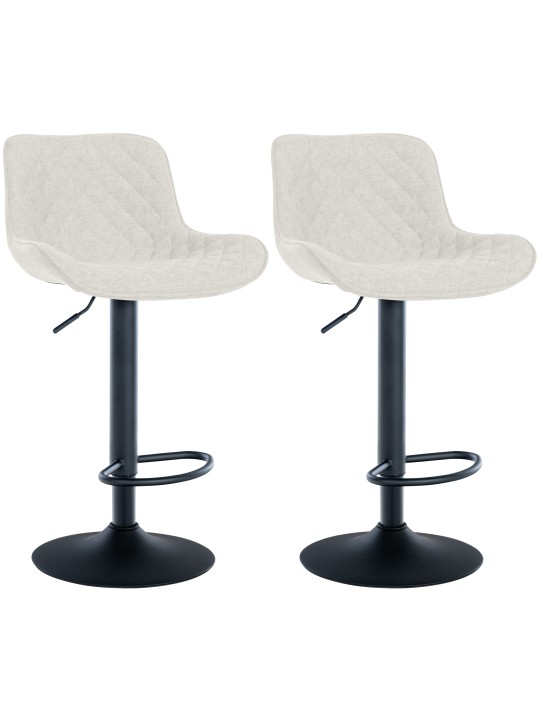 Lot de 2 tabourets de bar Minosa tissu, crème