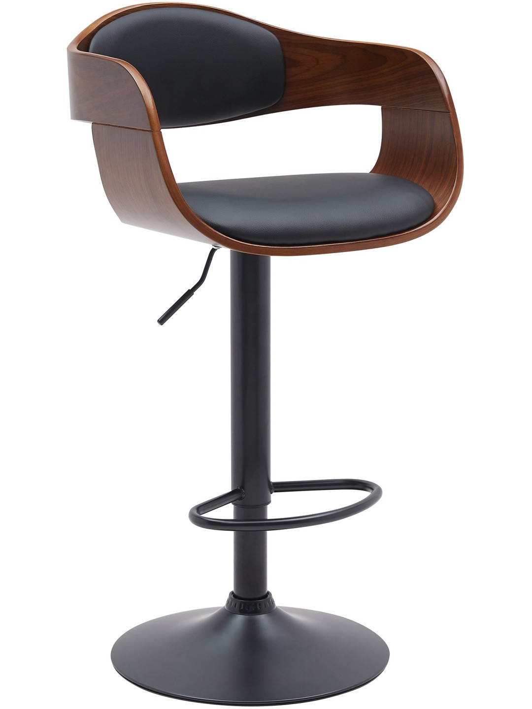 Tabouret de bar Kingston B simili cuir, noyer/noir