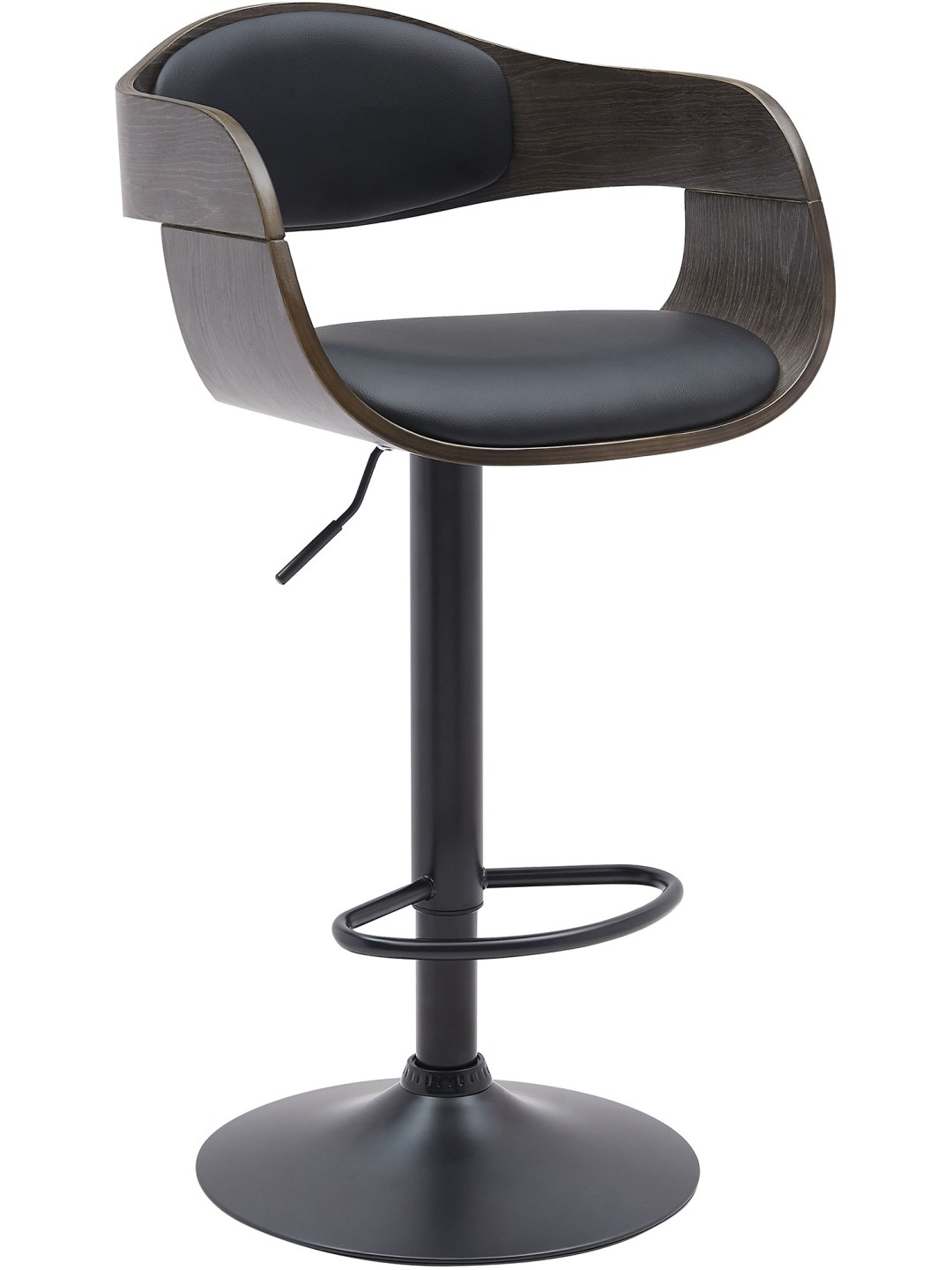 Tabouret de bar Kingston B simili cuir, noir/gris