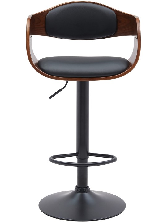 Tabouret de bar Kingston B simili cuir, noyer/noir