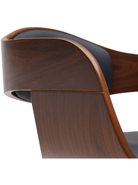 Tabouret de bar Kingston B simili cuir, noyer/noir