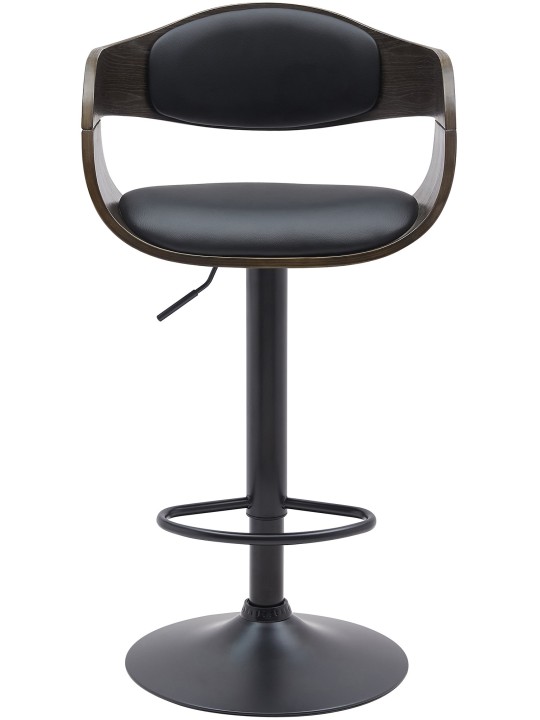 Tabouret de bar Kingston B simili cuir, noir/gris
