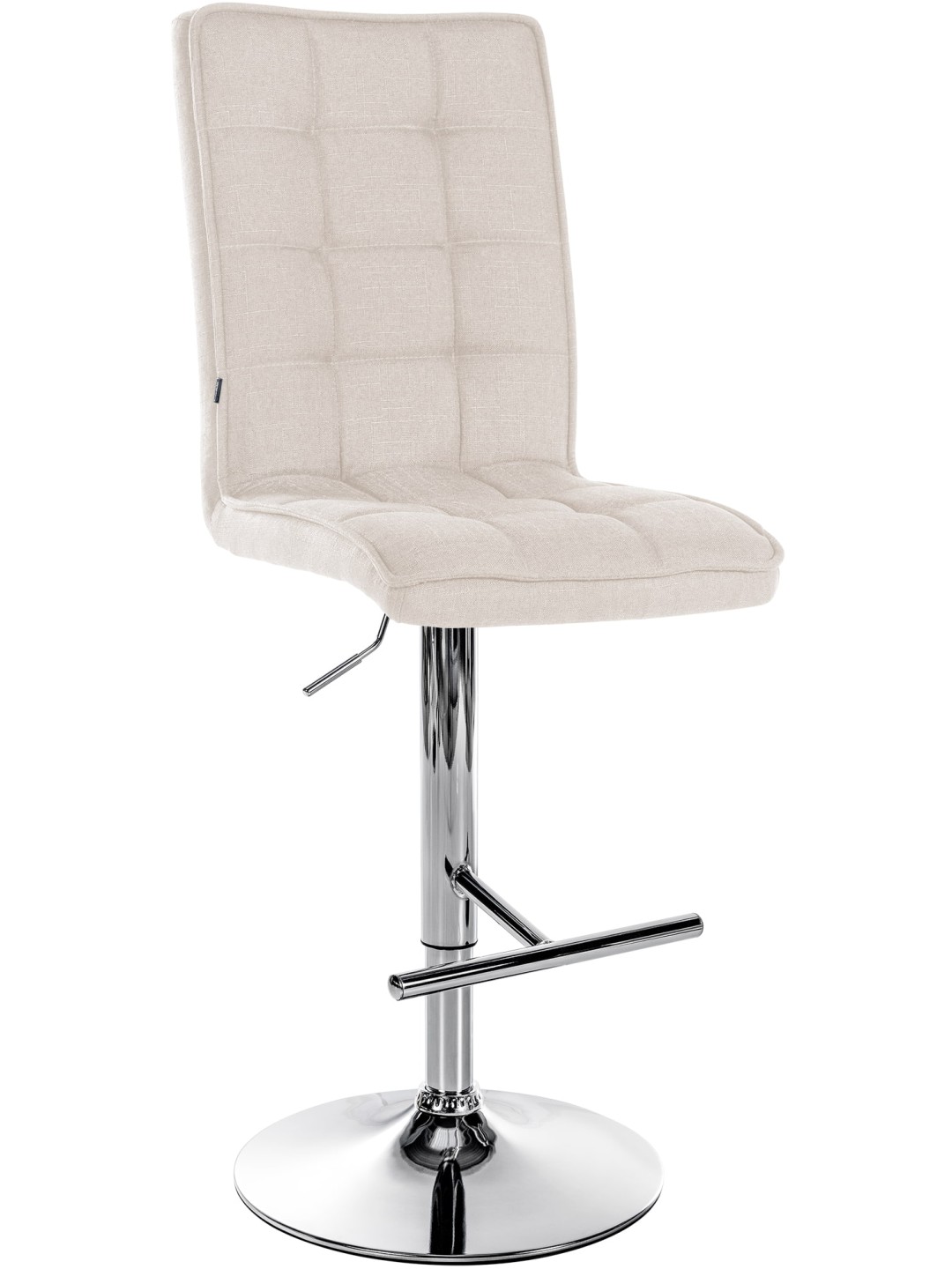 Tabouret de bar Peking V2 tissu chrome, crème