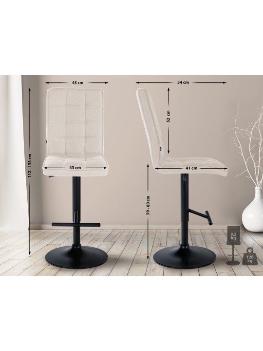 Tabouret de bar Pékin V2 tissu, crème