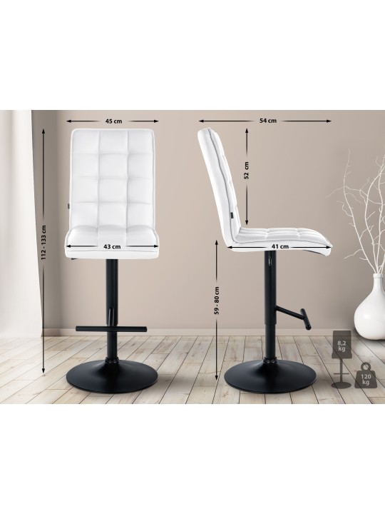 Tabouret de bar Peking V2 cuir artificiel, blanc