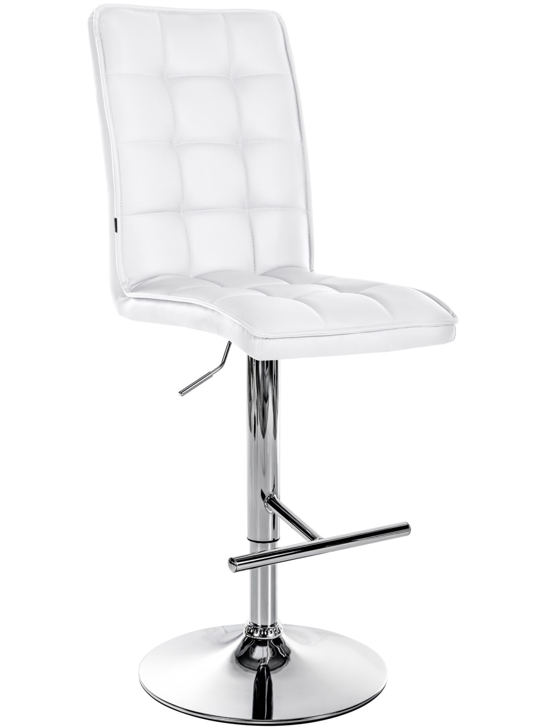 Tabouret de bar Peking V2 simili cuir chromé, blanc