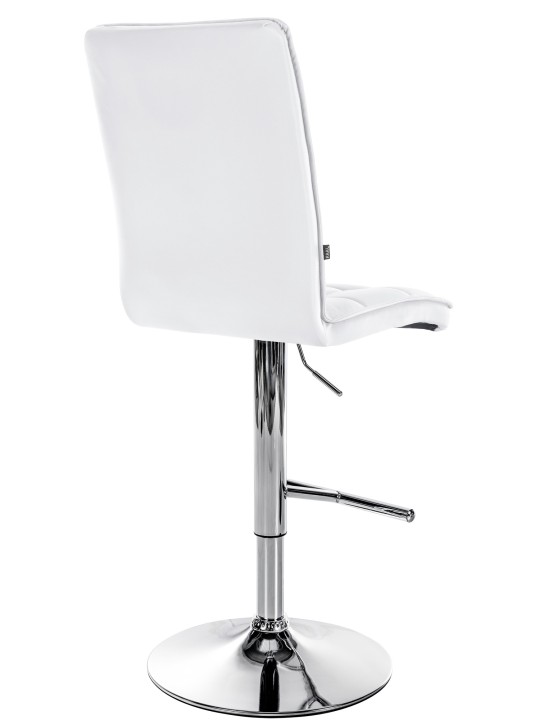 Tabouret de bar Peking V2 simili cuir chromé, blanc Tabouret de bar Peking V2 simili cuir chromé, blanc