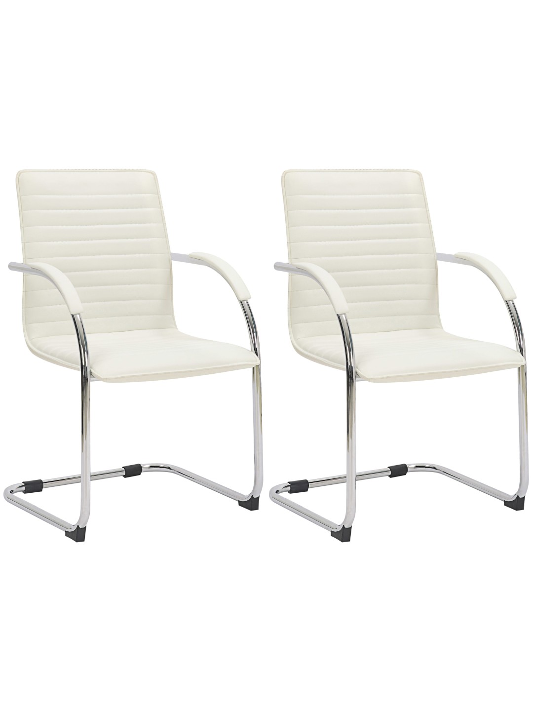 Lot de 2 chaises visiteurs Tira simili cuir, blanc