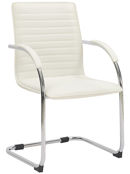 Lot de 2 chaises visiteurs Tira simili cuir, blanc