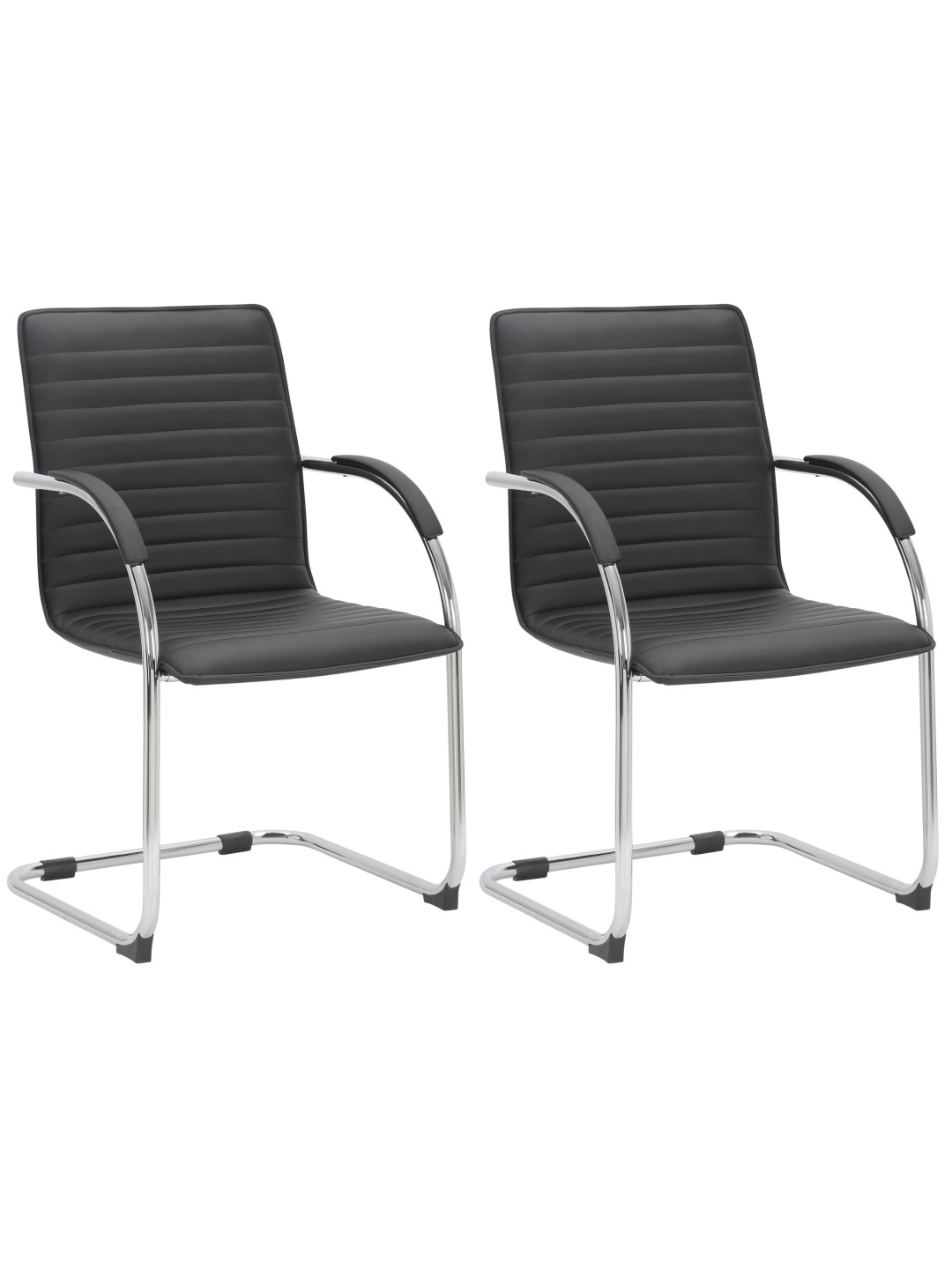 Lot de 2 chaises visiteurs Tira simili cuir, noir