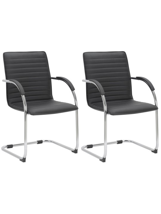 Lot de 2 chaises visiteurs Tira simili cuir, noir
