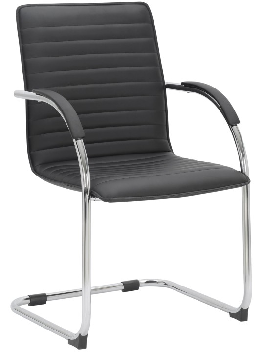 Lot de 2 chaises visiteurs Tira simili cuir, noir