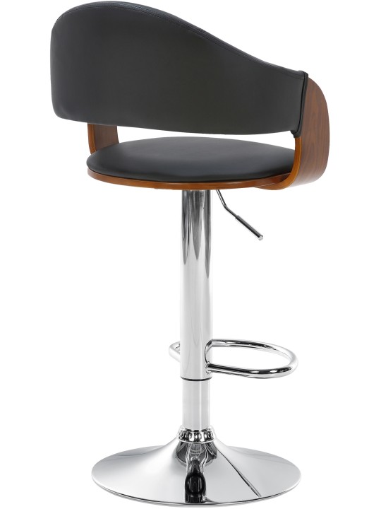 Tabouret de bar Nilse simili cuir chromé, noyer/noir Tabouret de bar Nilse simili cuir chromé, noyer/noir