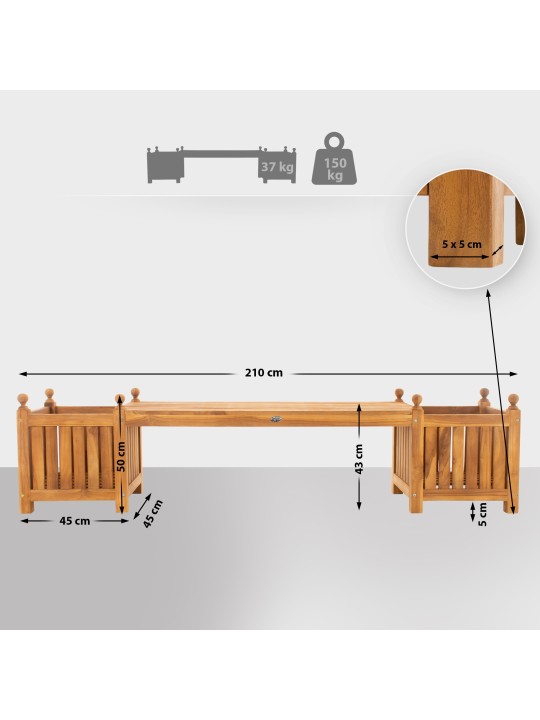 Banc en teck Boston, teck