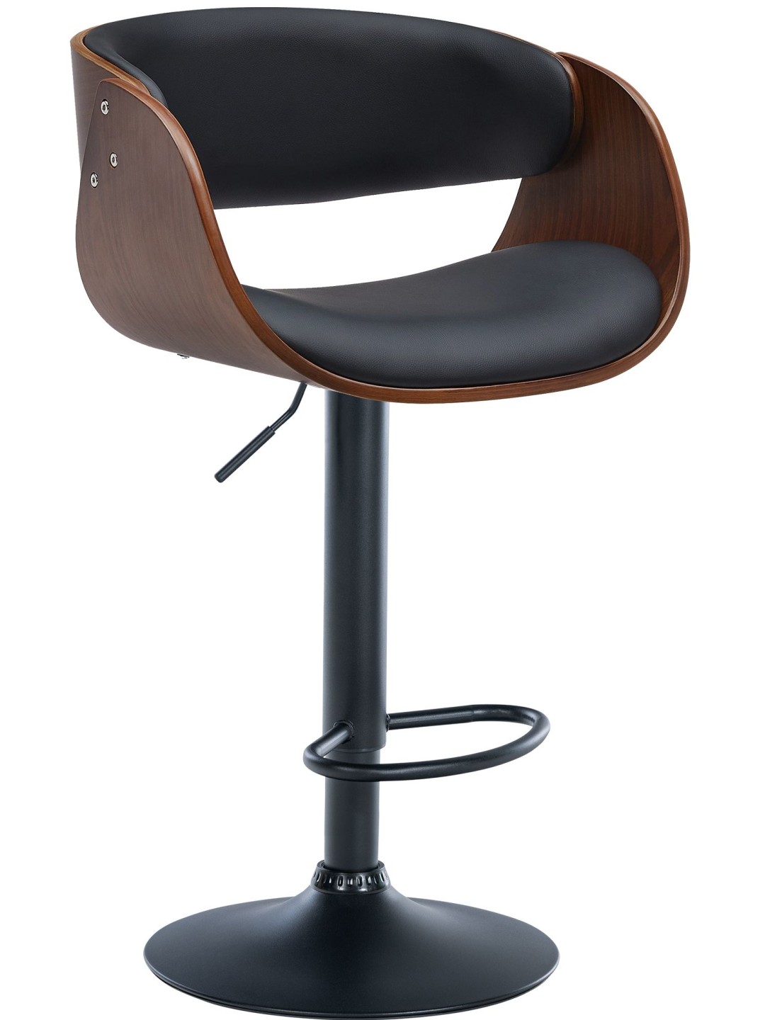 Tabouret de bar Portmore simili cuir, noyer/noir